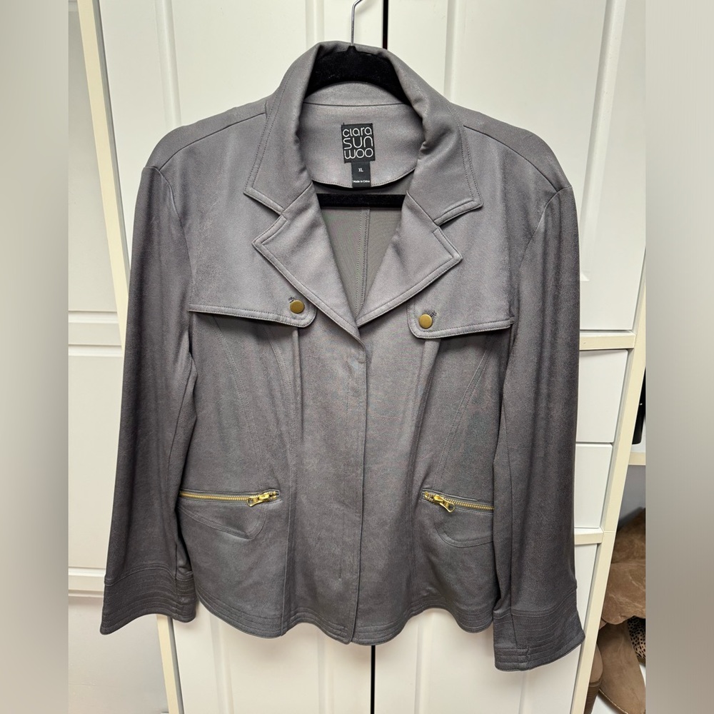 Liquid leather bomber jacket